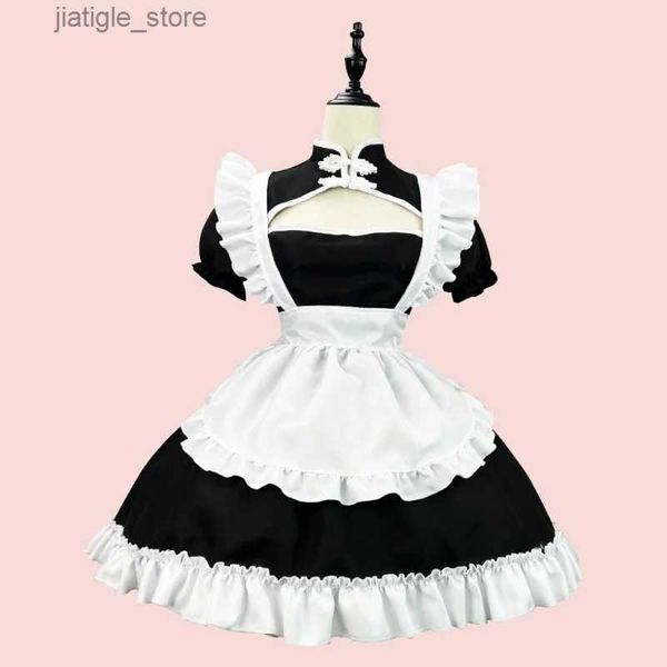 Sexy Set Chinesisches Chongsam Anime Cosplay Maid Kostüm Plus Size Lolita Prinzessin Halloween Schwarz Weiß Japanische Schulmädchen Kawaii Kleidung Y240329