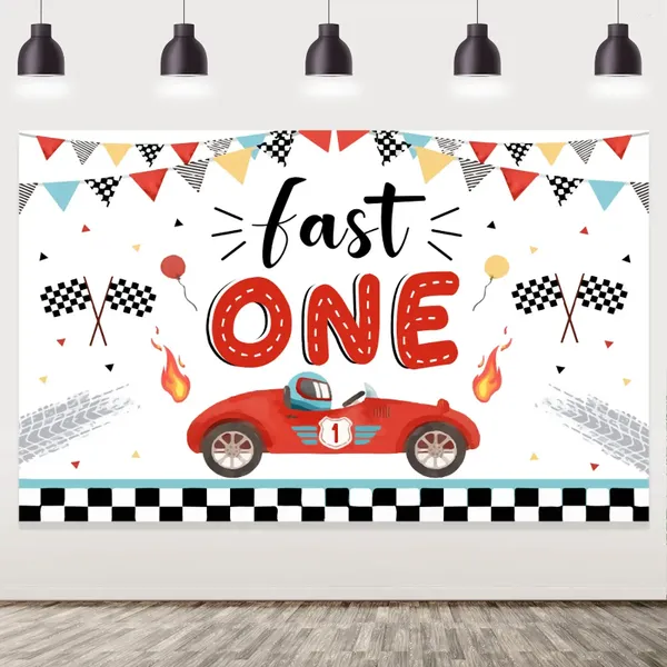 Украшение вечеринки Винтажное гоночное автомобиль тема PO фоновая украшения на день рождения на фоне 1 -й поставки