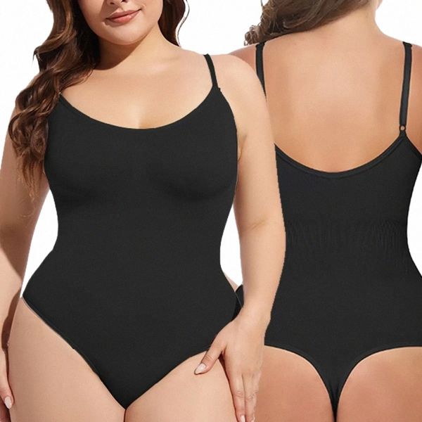 Plus Size Body donna grassoccia canotta Top che tocca la biancheria intima Tummy Ctrol tuta attillata da donna oversize Q6nz #