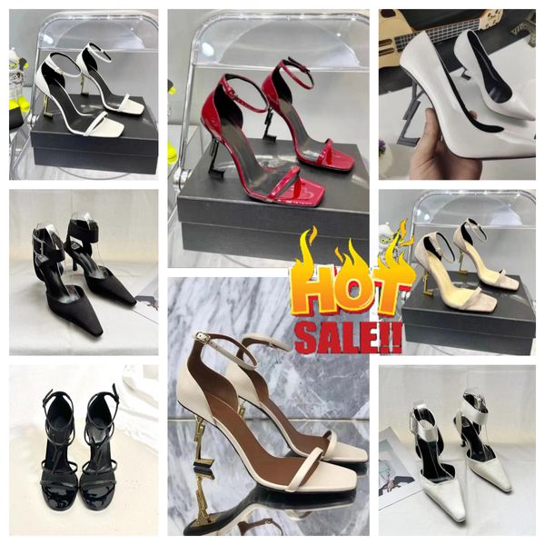 2024 novas mulheres sandálias de luxo designer saltos stiletto couro patente ouro preto branco nuedes vermelho senhora moda festa casamento escritório salto alto