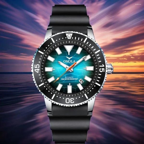 Armbanduhren ONOLA Uhr für Männer Klassische Business Leuchtkalender 30M Wasserdichte Uhr Vollautomatische mechanische Montre Homme