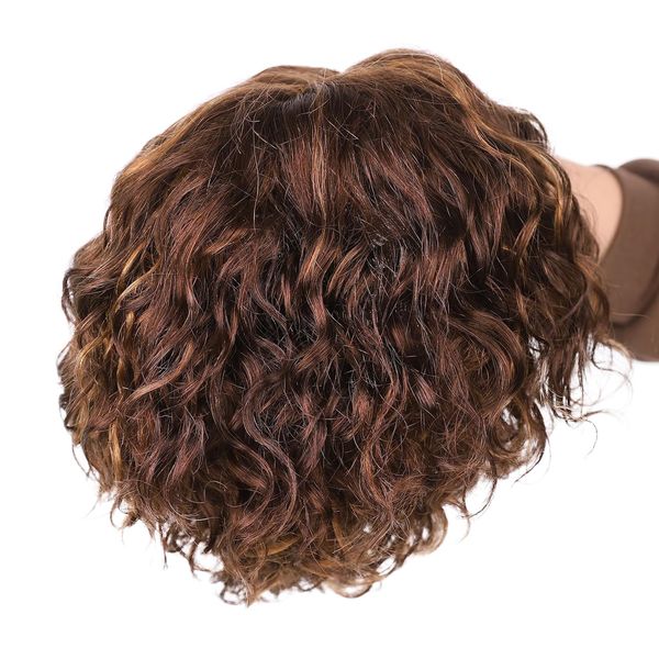 HD кружевной коричневый вьющийся парик Боб, человеческие волосы 13X4X1, парики спереди, предварительно выщипанные с волосами ребенка, бесклеевые короткие вьющиеся волнистые человеческие волосы