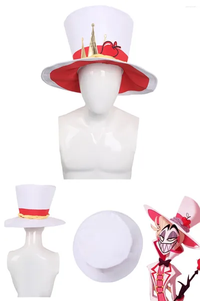 Articoli per feste Lucifero Cappello cosplay Accessori per costumi Cartoon Anime El Uomini Donne Travestimento Cappelli bianchi Regali Abiti Abito di carnevale di Halloween