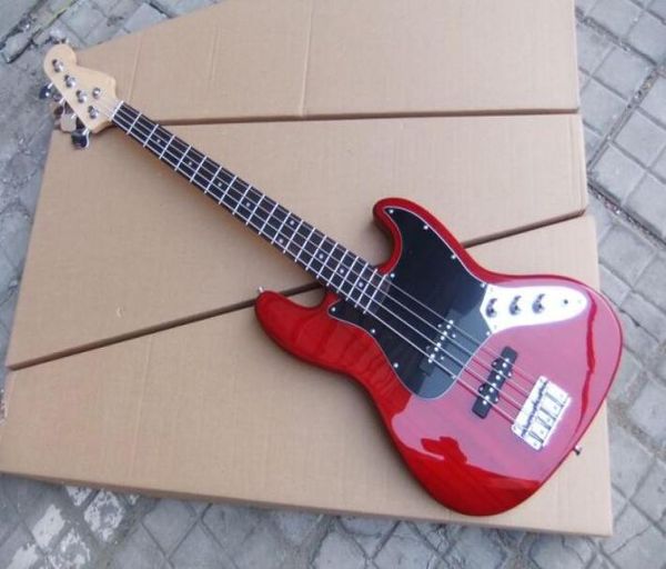 Вся правая электрическая бас-гитара винно-красного цвета с 4 струнами и черными звукоснимателями 06107363964