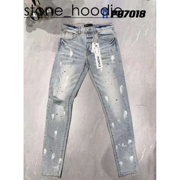 Jeans viola da uomo ricamo trapuntato strappato per pantaloni vintage di marca di tendenza casual jeans dritti classici solidi per pantaloni da moto da uomo jeans viola firmati 2811