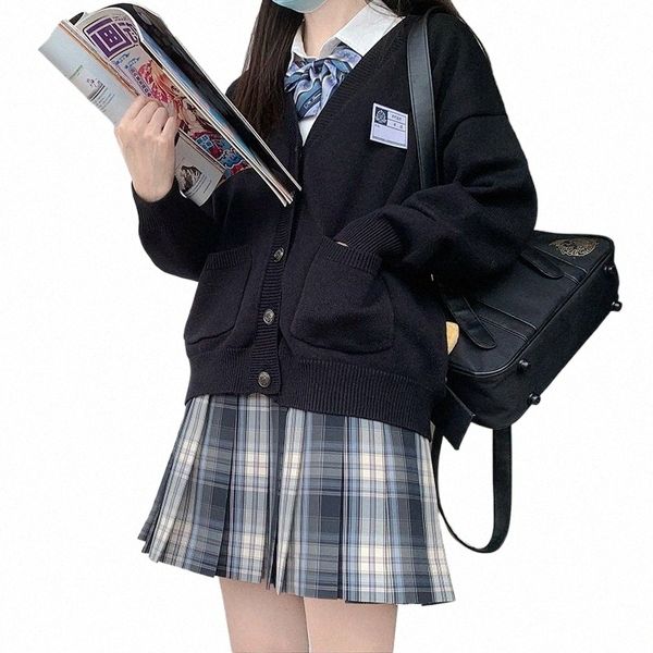 Japon üniformalı kızlar siyah pembe seifuku lise lg kollu kazak örgü jk üniformalar hırka öğrenci anime cosplay n2up#