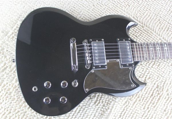 Custom Shop Tony Iommi Assinatura SG Metal Guitarra Elétrica Laca Preta FinshEbony Fingerboard Ferro Cruz Branco MOP Inay Espelho 5773371