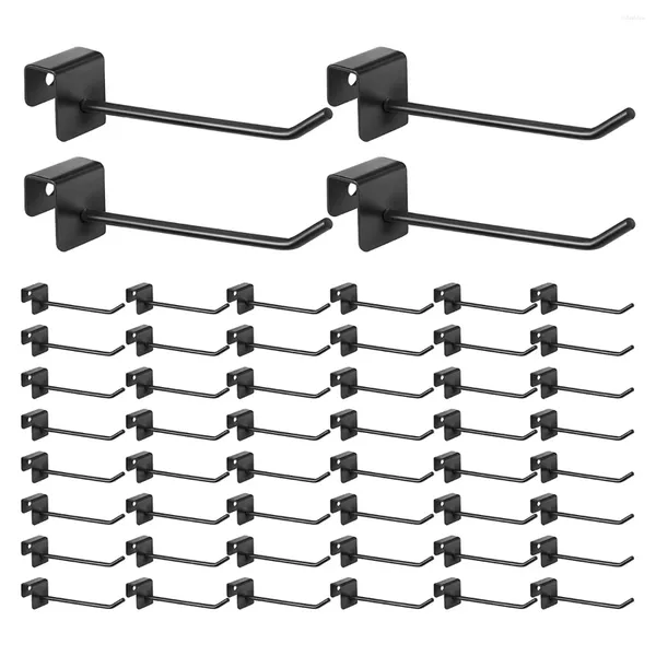 Depolama Şişeleri 48 PCS Gridwall kancaları 4 inç Siyah Metal Panel Hook Askı Kare Tüp Slatwall kabuklu ceket peg