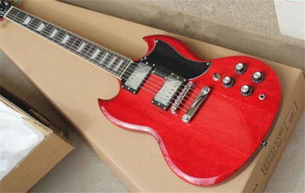 Custom Factory SG Chitarra elettrica rossa corpo in mogano tastiera in palissandro 2 pickup con hardware cromato di alta qualità1102319