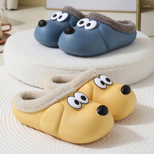 Hausschuhe Fluffy Home Floor Slipper Damen Winterschuhe Hündchen Cartoon Männer Weiche Sohle Innen Rutschfest Weiblich Männlich Eva Lustig