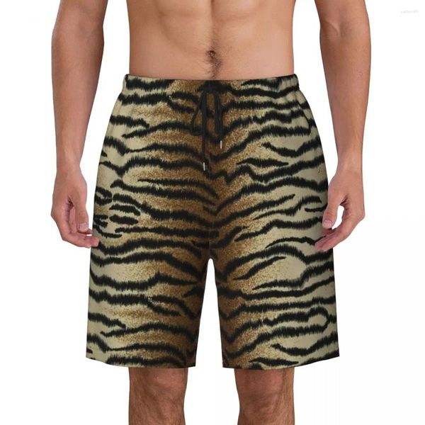 Shorts masculinos verão board masculino tigre impressão esportes surf listras de pele animal design praia calças curtas y2k retro troncos secos rápidos