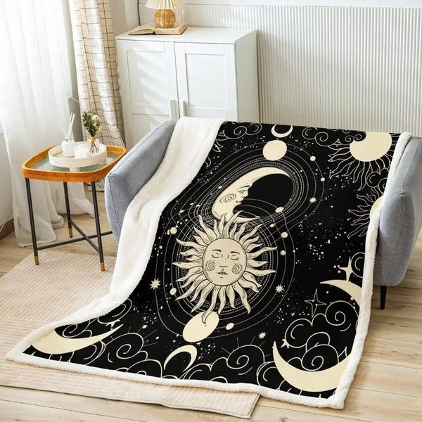 Одеяла Солнце Луна детское одеяло Звездное небо Галактика романтическая кровать для девочек и мальчиков взрослых Декор для спальни Двенадцать созвездий