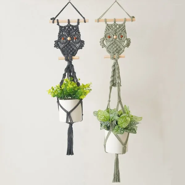 Tapeçarias estilo nórdico tapeçaria artesanal criativa decoração de parede animal morcego pendurado para com cesta plantas de corda de algodão