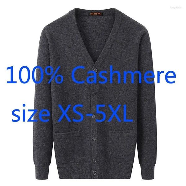 Мужские свитера, модный утолщенный однобортный кардиган высокого качества, повседневный вязаный кашемировый кардиган с v-образным вырезом, пальто, большие размеры XS-5XL