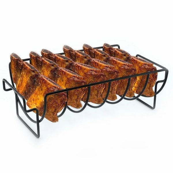 Antihaft-Rippenregal BBQ 2021 Stand Barbecue Roast Rack Edelstahl Grillen BBQ Chicken Beef Ribs Rack Grilling Baske