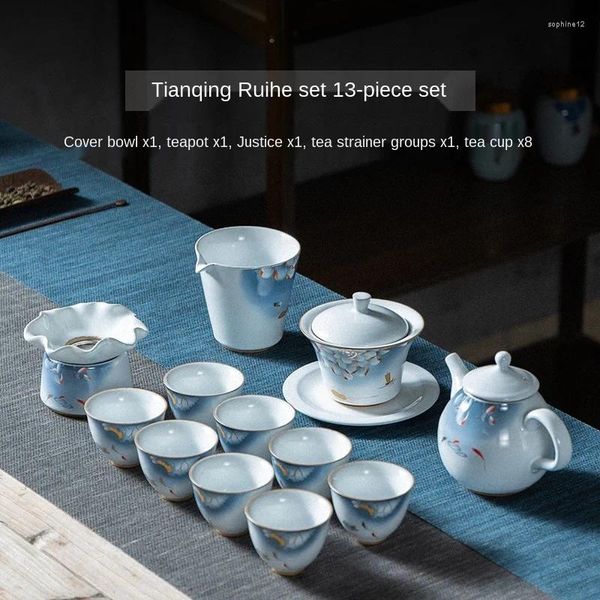 Conjuntos de chá japonês conjunto de chá doméstico minimalista tureen bule de porcelana completa gaiwan cerâmica