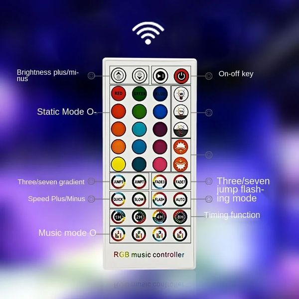 2024 Music 44 Keys RGB LED-Controller Bluetooth-kompatibler Wireless IR-Remote DC5V 12V 24V 5050 3528 LED-Streifen Leuchtdimmer-Für Bluetooth-kompatible LED-Dimmer