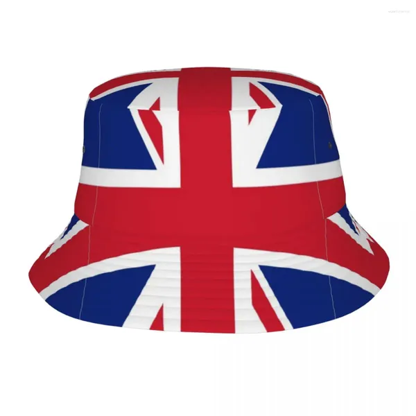 Berets unissex bandeira do reino unido balde chapéu union jack portátil pescador chapéus verão retro pesca bonés hip hop impresso sol