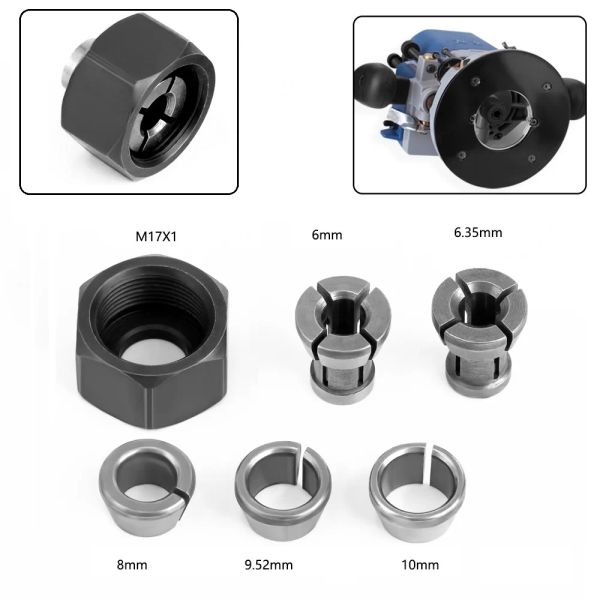 1x M17 Адаптер патрона Collet с гайкой 6/ 6,35/ 8/ 9,5/ 10 мм Деревянная гравировка