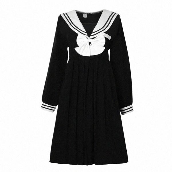 Sommer Mädchen Navy Kragen japanischen Stil Lg Ärmel DR Frauen Sailor JK Anzug High School Uniform Kawaii Anime Cosplay Kostüme h7wY #