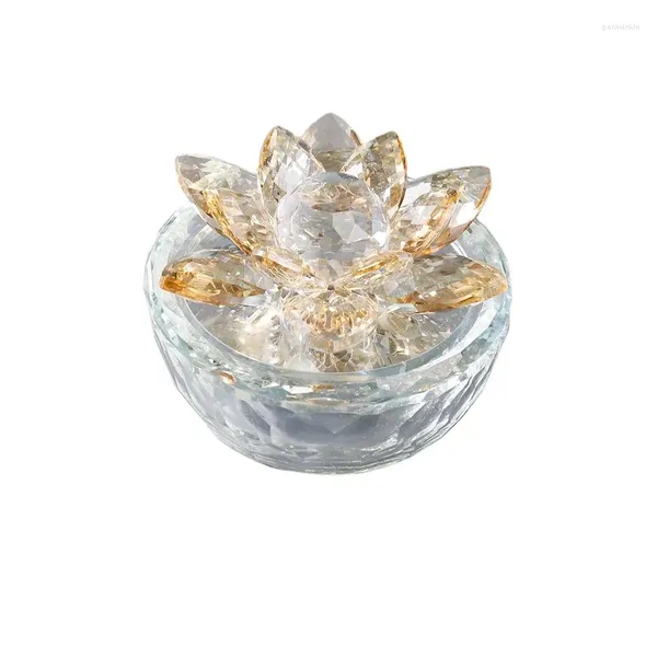 Garrafas de armazenamento decoração de lótus de cristal luz do banheiro suprimentos de luxo caixa de jóias de mesa de lavagem