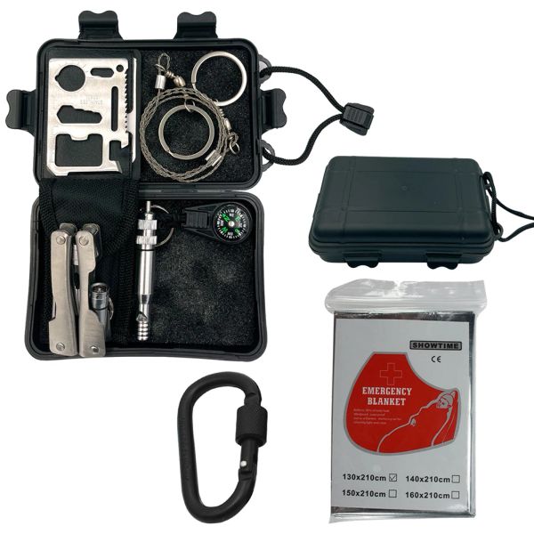Выживание SOS Carabiner Tools Outdoor Emergency First Aid Box SelfRescue Tool Survival