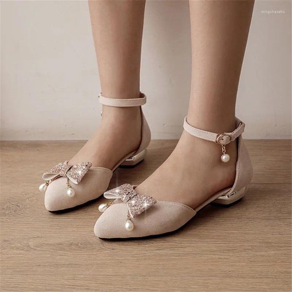 Scarpe casual PXELENA Perla Carino Donna Lolita Mary Janes Sandali Bling Paillettes Pelle scamosciata sintetica Tacchi bassi Ragazze Estate Dance Party Bowtie