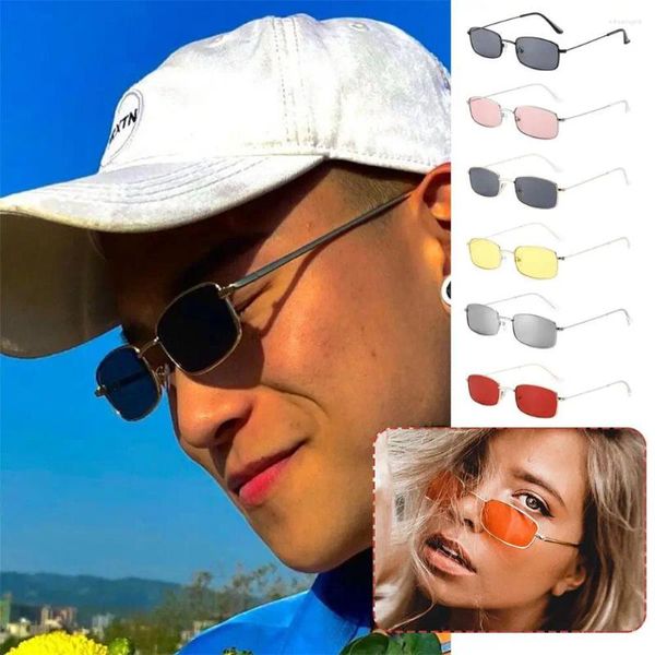 Sonnenbrillenrahmen Vintage Kleine Rechteck Frauen Männer Retro Auge Katze Metall Brillenrahmen Sonnenbrille Objektiv Candy Farbe Sommer Trendy S J8E4