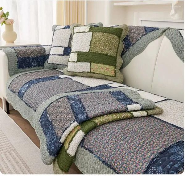Capas de cadeira impressas bloco de algodão antiderrapante sofá toalha máquina lavável slipcover confortável e respirável capa protetora de móveis