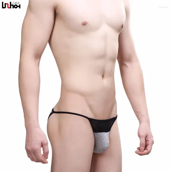 Cuecas gays sexy micro briefs para homens absorventes de suor engraçado cinto fino esportes garfo alto quadril estreito calcinha confortável roupa interior