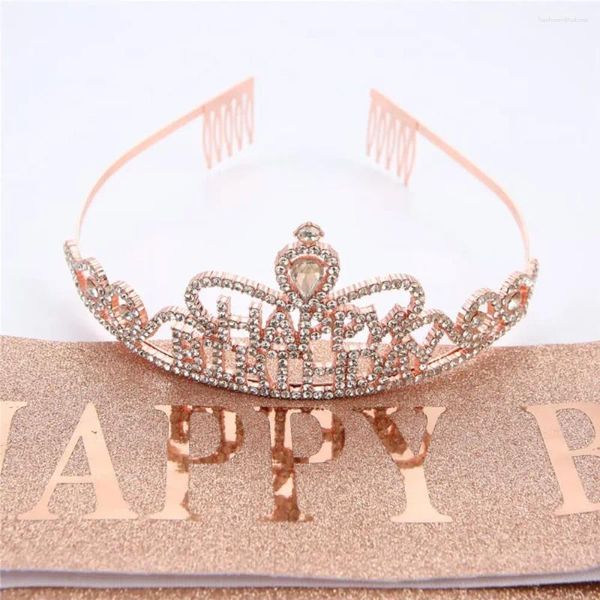 Grampos de cabelo Metal Aniversário Coroa Luxo Brilhante Multicolor Strass Ornamentos Cristal Tiara Meninas