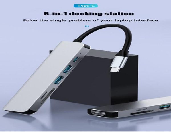 Hub USB C da tipo C a adattatore compatibile 4K USB 30 20 Hub TF SD Reader PD per Macbook Air Pro Huawei Accessori per computer5855173