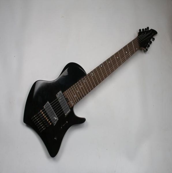 Guitarra elétrica preta de forma incomum 8 cordas Mogno neckrosewood Fretboardslanted FretsBlack hardware24 trastes6807405