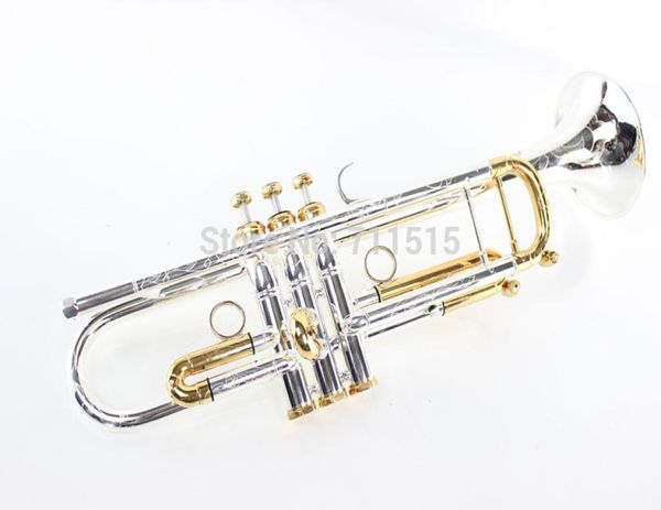 LT180S 72 Trompete B Flache, langlebige Messing-B-Trompete, exquisit geschnitzt, mit versilbertem Mundstück, mit Handschuhbox, verstellbar, Stra6256558