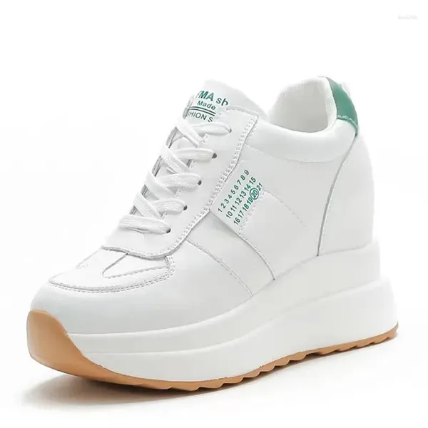 Scarpe Casual Sneakers robuste in vera pelle per il tempo libero Primavera Autunno Tacchi nascosti Piattaforma moda 9CM Cuneo Vulcanizzato Traspirante