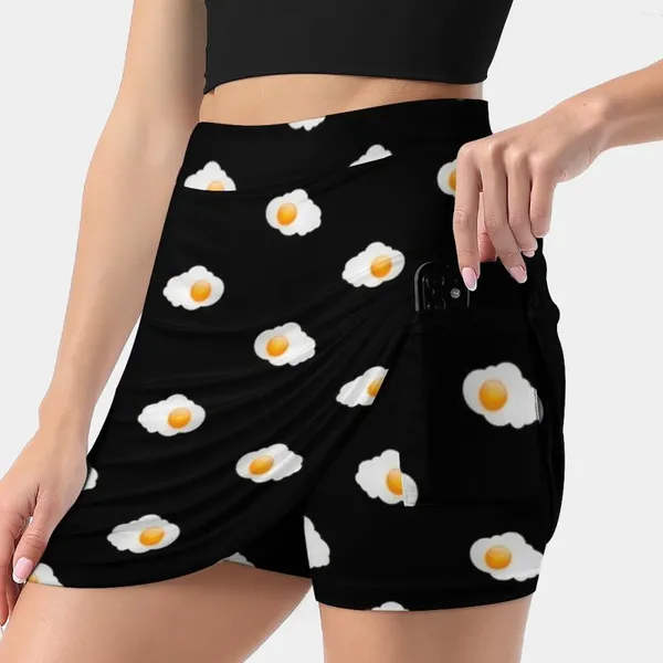 Юбки Egg Sunny Design для леггинсов, шифоновые топы, сумка, женская юбка с карманом, винтажная трапеция с принтом