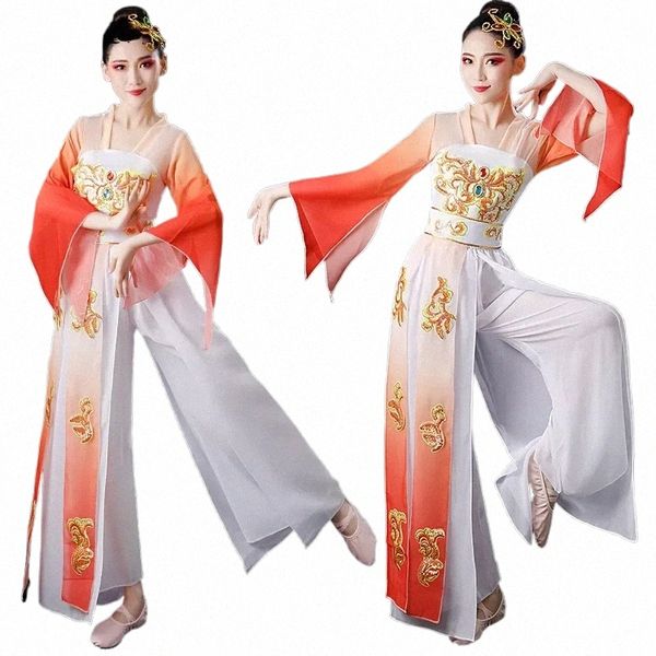 Estilo chinês Yangko Clássico Trajes Natial Feminino Folk Performance Roupas Traditial Oriental Cintura Tambor Quadrado Dança N8yo #