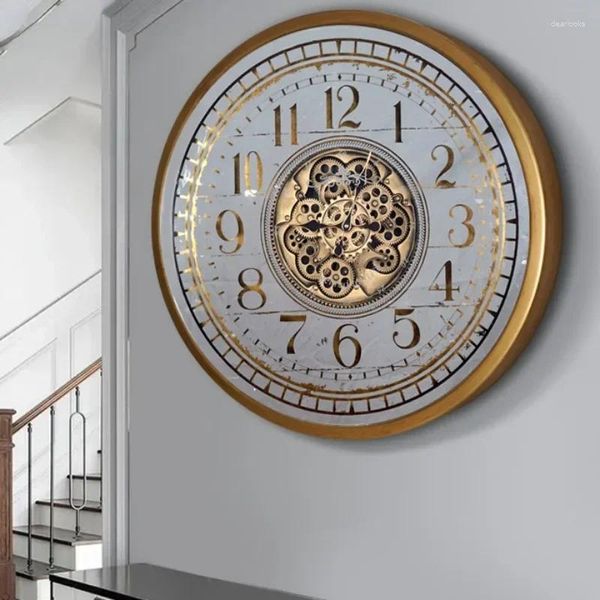 Orologi da parete Grande orologio con ingranaggi in metallo Moderno creativo Vintage Silenzioso Decorazioni per la casa Retro Decorazione del soggiorno Idee regalo