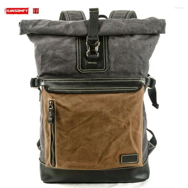 Rucksack Bergsteigen Outdoor Herren Große Kapazität Off-Road Freizeit Leinwand Reise Student Schultasche Wasserdicht Wanderrucksack