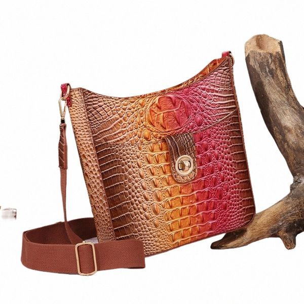 fi New Women's Rainbow emendado crocodilo padrão único ombro Crossbody sela balde saco vip saco de luxo 25color G6QO #