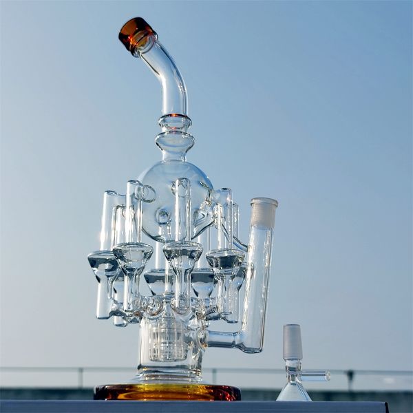 2024 Heady Glass Neo Fab 8 Arms Octopus Amber 13 polegadas Bongos de vidro em grande escala Tubo de água Bong Tabaco Fumar 14mm Tigela Dab Rig Recycler Bubbler Pipes