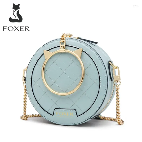 Umhängetaschen FOXER Frauen Mini Umhängetasche Elegante Kleine Tote Weibliche Leder Runde Handtasche Mode Stil Dame Clutch Messenger