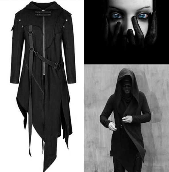 Devil Moda Uomo Gotico Giacca con cappuccio Cappotto Nero Punk in Costume Cosplay Halloween Donna Mantello Cardigan287w9023806