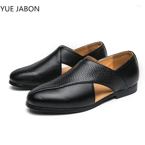 Sapatos de vestido verão mocassins pretos para homens negócios sobrancelha slip-on tamanho formal 38-47 sandálias masculinas