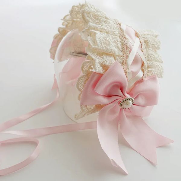 Bebê menina headbands crianças headwear lolita espanhol cabeça acessórios flor casamento princesa laço faixa de cabelo arco barrettes 240327