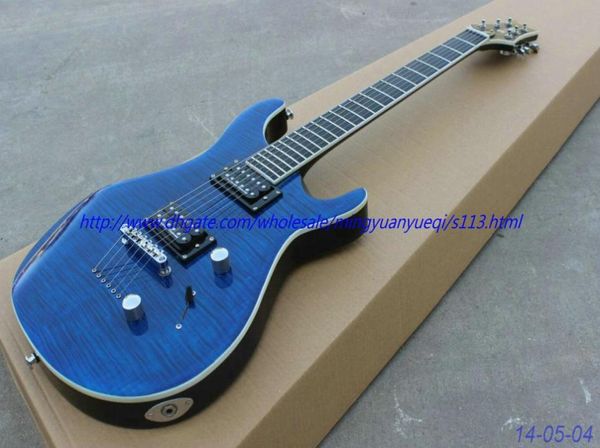 Nova marca de guitarra elétrica personalizada maneira ver através de corda azul através de virolas de corpo2996926