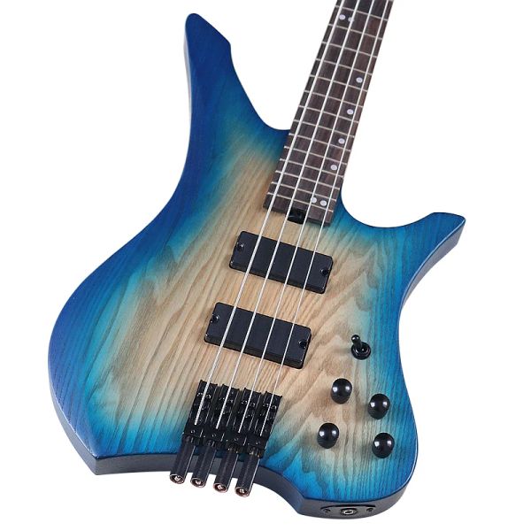 Gitarre 4 String Headless Electric Bass Gitarre 39 Zoll Bass Gitarre Gutes Handwerk Blau Purple Basswood Körper Neuankömmling