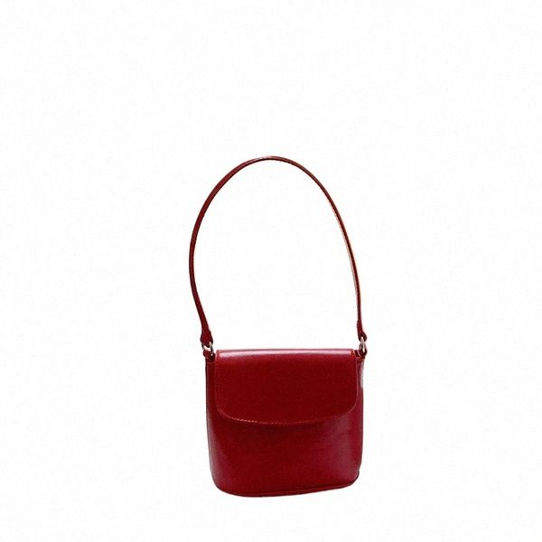 Simples vermelho texturizado mulheres sacos de ombro coreano versátil cor sólida quadrado balde saco chique feminino crossbody saco i9Oq #