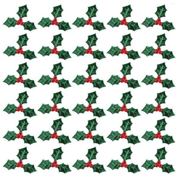 Декоративные цветы, 100 шт., мини-нашивки с вышивкой в виде железных листьев, ягодная аппликация, декор для одежды, аксессуар, рождественское ремесло