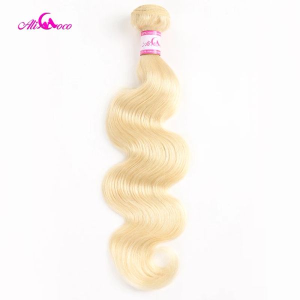 Wigs Ali Coco Brasil, onda 613 Blonde Hair 1/3/4 Pacote de pacote 100% Teca de cabelo humano Pacotes de 830 polegadas Remy Hair Extensions